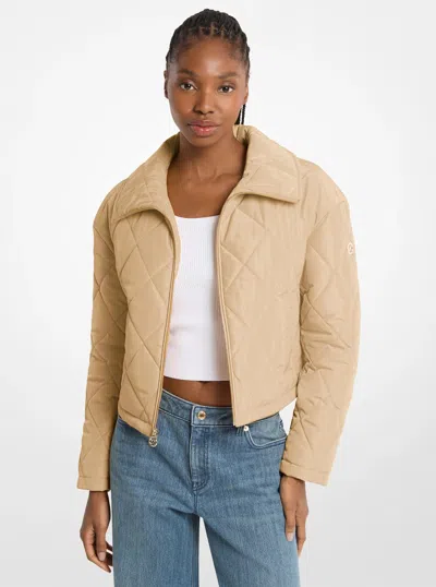 Michael Kors Outlet Cropped Quilted Jacket In Neutral