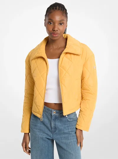 Michael Kors Outlet Cropped Quilted Jacket In Yellow