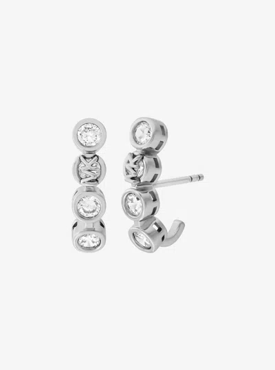 Michael Kors Outlet Cubic Zirconia Climber Earrings In Silver