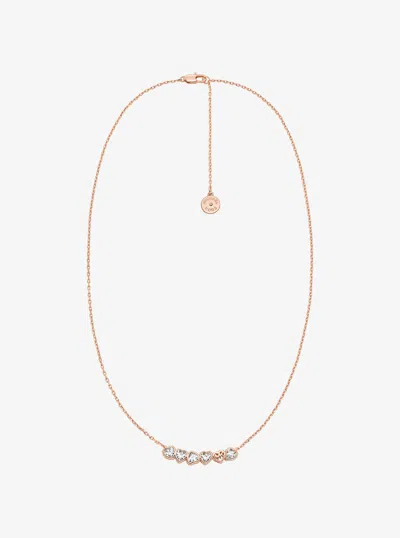 Michael Kors Outlet Cubic Zirconia Hearts Necklace In Multi