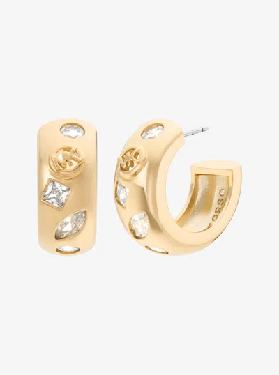 Michael Kors Outlet Cubic Zirconia Huggie Earrings In Gold