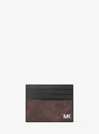 Michael Kors Outlet Cyrus Burnished Tall Card Case In Brown
