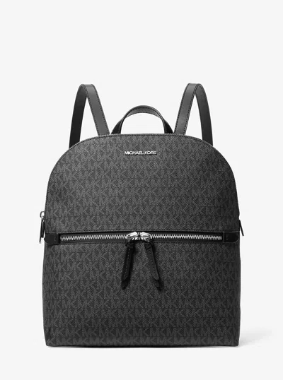 Michael Kors Outlet Dallas Medium Signature Logo Backpack In Black