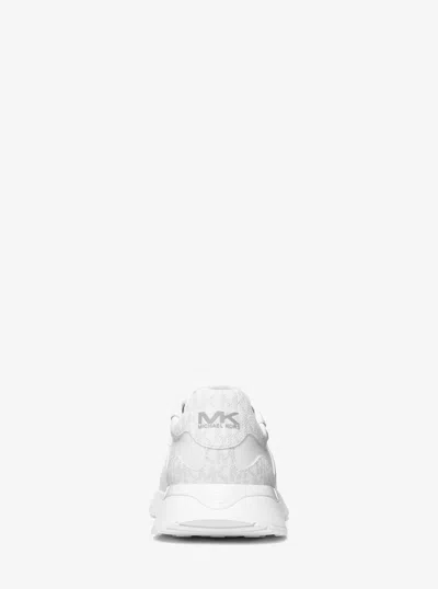 Michael Kors Outlet Dax Pebbled Leather And Logo Trainer In White