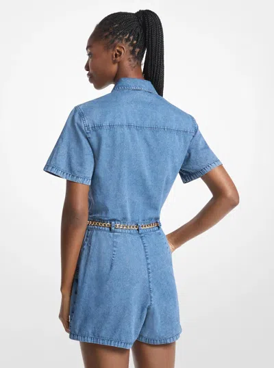 Michael Kors Outlet Denim Belted Romper In Blue
