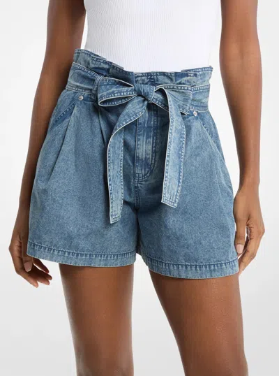 Michael Kors Outlet Denim Paperbag Shorts In Multi