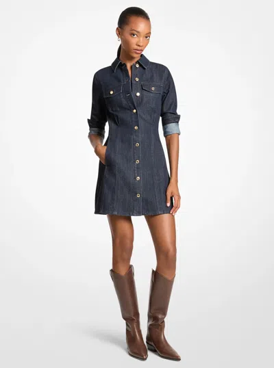 Michael Kors Outlet Denim Shirtdress In Blue