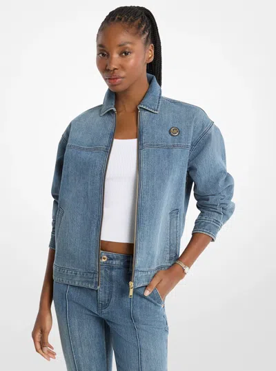 Michael Kors Outlet Denim Zip-up Jacket In Blue