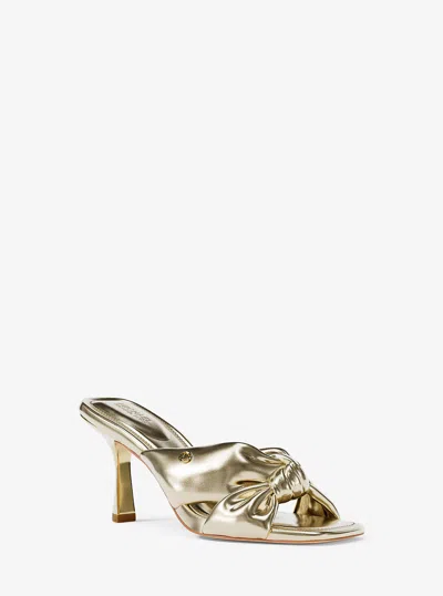 Michael Kors Outlet Elena Metallic Sandal In Gold