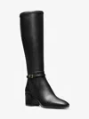 Michael Kors Outlet Ella Wide Calf Block Heel Boot In Black