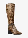 Michael Kors Outlet Ella Leopard Print Calf Hair Wide Calf Block Heel Boot In Multi