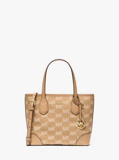 Michael Kors Outlet Eva Extra-small Logo Jacquard Convertible Tote Bag In Brown