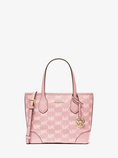 Michael Kors Outlet Eva Extra-small Logo Jacquard Convertible Tote Bag In Pink