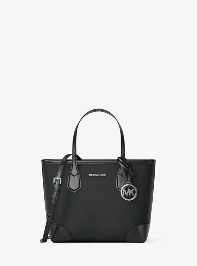 Michael Kors Outlet Eva Extra-small Saffiano Leather Convertible Tote Bag In Black