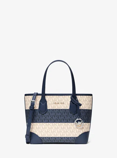 Michael Kors Outlet Eva Extra-small Signature Logo Convertible Crossbody Bag In Blue