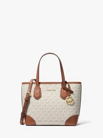 Michael Kors Outlet Eva Extra-small Signature Logo Convertible Tote Bag In White