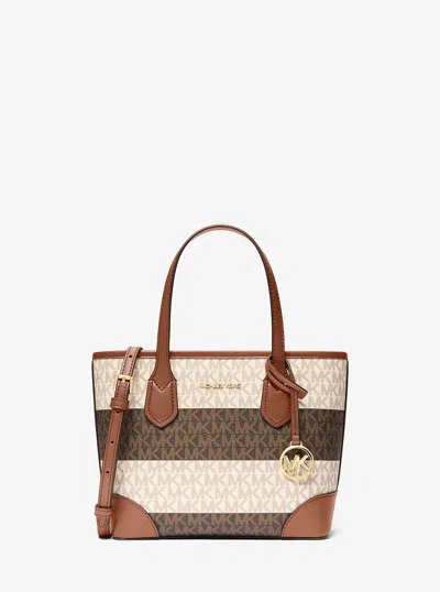 Michael Kors Outlet Eva Extra-small Striped Signature Logo Convertible Tote Bag In Multi