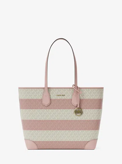 Michael Kors Outlet Eva Large Striped Signature Logo Tote Bag In Multi