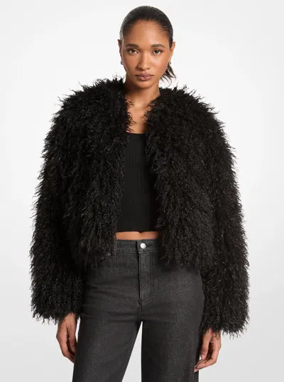 Michael Kors Outlet Faux Shearling Jacket In Black