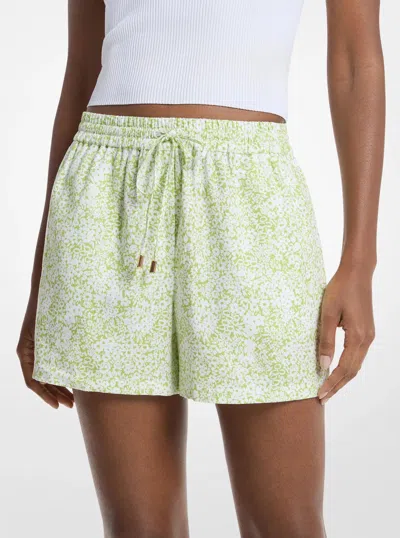 Michael Kors Outlet Floral Print Linen Blend Shorts In Multi