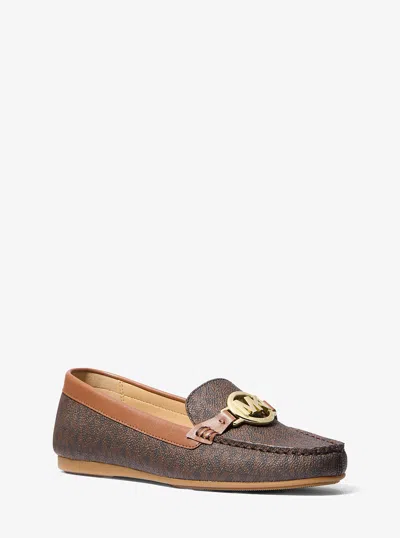 Michael Kors Outlet Fulton Signature Logo Moccasin In Brown