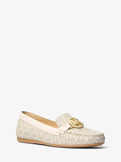 Michael Kors Outlet Fulton Signature Logo Moccasin In Natural