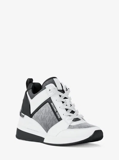 Michael Kors Outlet Georgie Ombré Signature Logo Trainer In Black