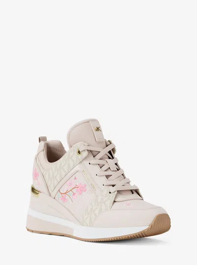 Michael Kors Outlet Georgie Signature Logo Trainer In Pink