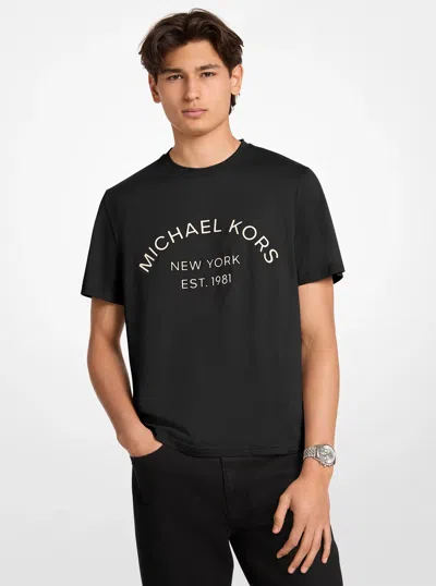 Michael Kors Outlet Graphic Logo Cotton Jersey T-shirt In Black