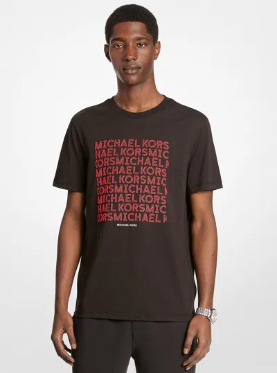 Michael Kors Outlet Graphic Logo Cotton T-shirt In Black