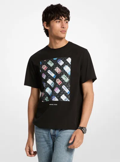 Michael Kors Outlet Graphic Logo Cotton T-shirt In Black