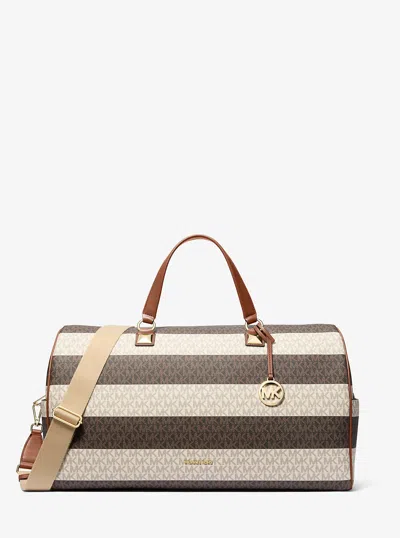 Michael Kors Outlet Grayson Extra-large Striped Signature Logo Weekender Bag In Multi