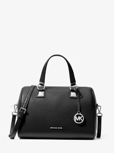 Michael Kors Outlet Grayson Medium Pebbled Leather Duffel Crossbody Bag In Black