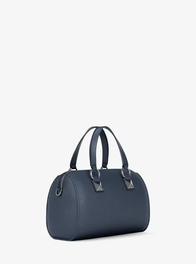 Michael Kors Outlet Grayson Small Pebbled Leather Duffel Crossbody Bag In Blue
