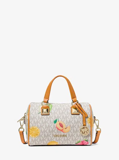 Michael Kors Outlet Grayson Small Printed Signature Logo Duffel Crossbody Bag In Multi