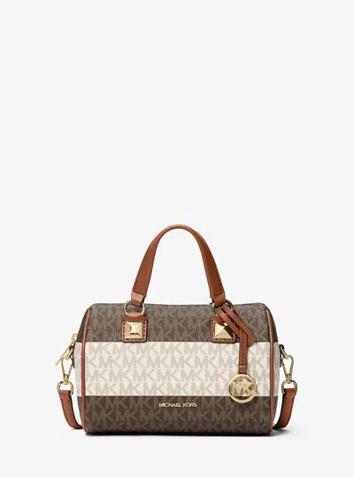 Michael Kors Outlet Grayson Small Striped Signature Logo Duffel Crossbody Bag In Multi