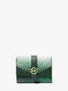Michael Kors Outlet Greenwich Medium Ombré Signature Logo Tri-fold Wallet In Multi
