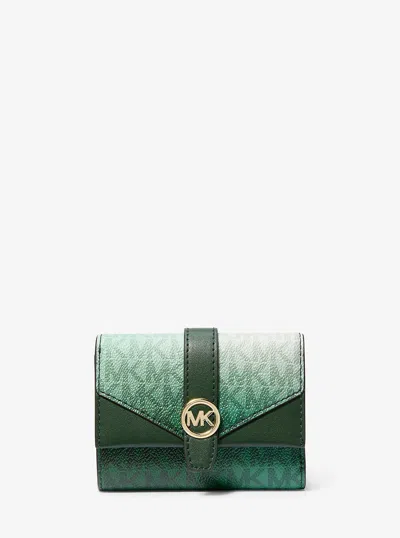 Michael Kors Outlet Greenwich Medium Ombré Signature Logo Tri-fold Wallet In Multi