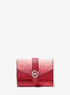 Michael Kors Outlet Greenwich Medium Ombré Signature Logo Tri-fold Wallet In Red