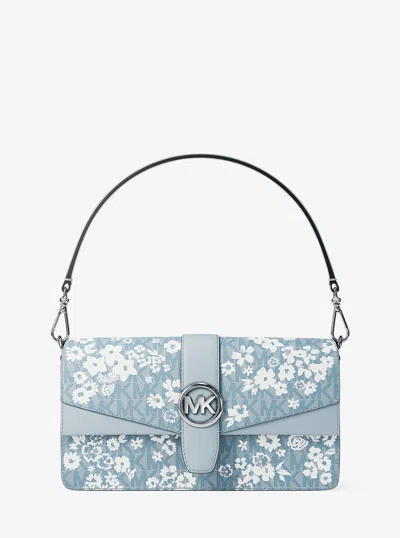 Michael Kors Outlet Greenwich Medium Printed Signature Logo Convertible Shoulder Bag In Multi