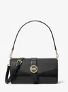 Michael Kors Outlet Greenwich Medium Saffiano Leather Shoulder Bag In Black