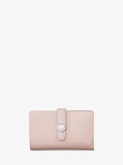 Michael Kors Outlet Greenwich Medium Saffiano Leather Wallet In Pink