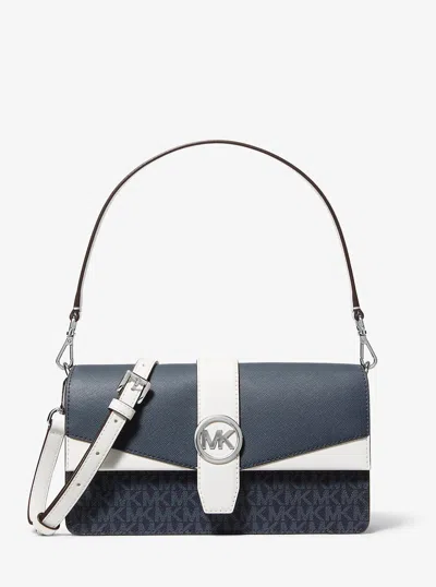 Michael Kors Outlet Greenwich Medium Signature Logo Convertible Shoulder Bag In Multi