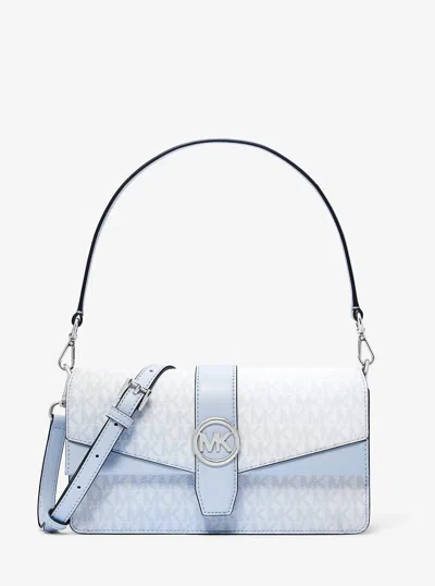 Michael Kors Outlet Greenwich Medium Signature Logo Shoulder Bag In Multi