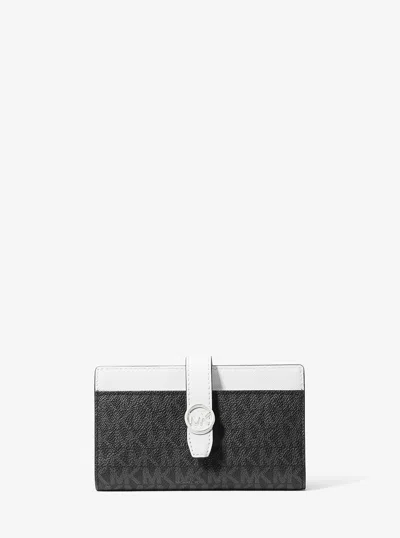 Michael Kors Outlet Greenwich Medium Signature Logo Wallet In Black