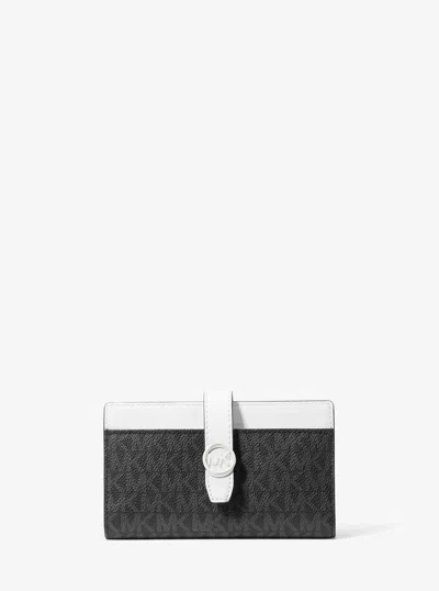 Michael Kors Outlet Greenwich Medium Signature Logo Wallet In Black