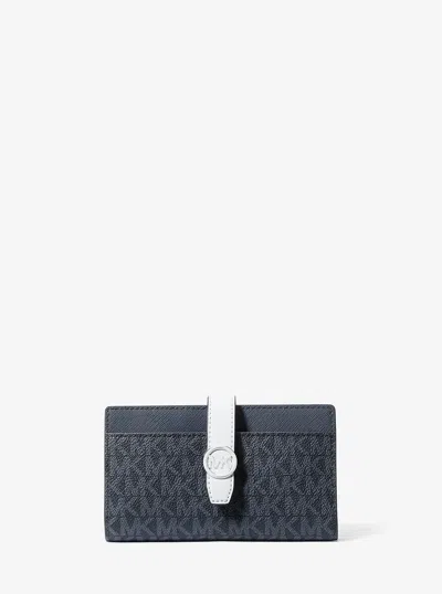 Michael Kors Outlet Greenwich Medium Signature Logo Wallet In Multi