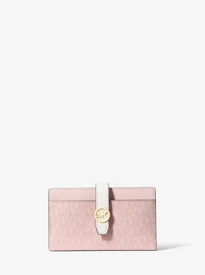 Michael Kors Outlet Greenwich Medium Signature Logo Wallet In Multi
