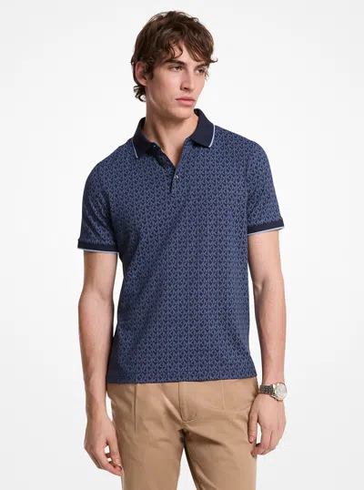 Michael Kors Outlet Greenwich Signature Logo Print Cotton Polo Shirt In Multi