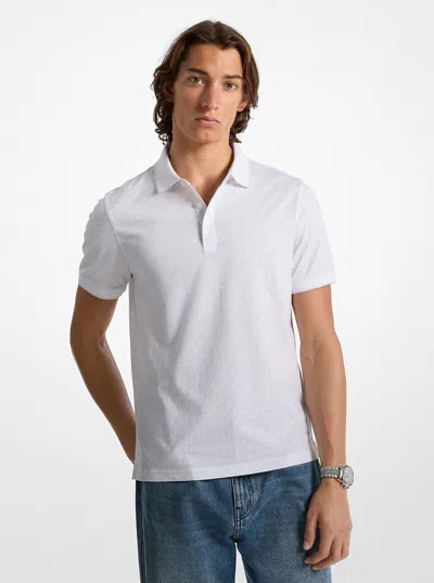 Michael Kors Outlet Greenwich Signature Logo Print Cotton Polo Shirt In White